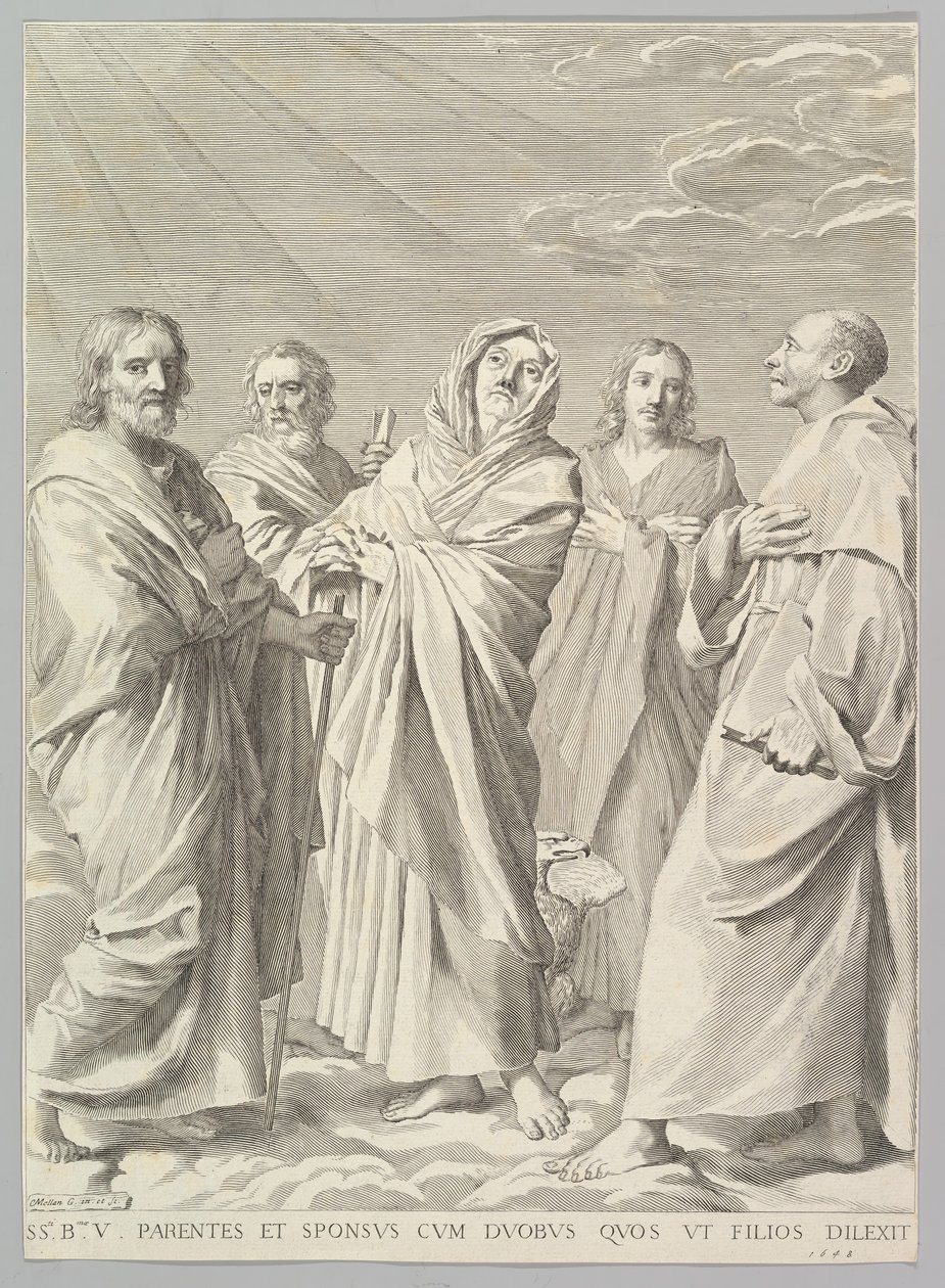 Sts. Anny, Josefa, Joachima, Bernarda a Jana Evangelisty Příbuzenství Panny, 1648. od Claude Mellan