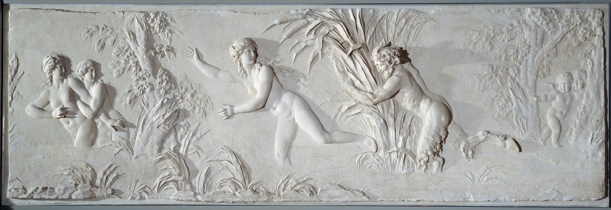 Pan pronásleduje Syrinx pod pohledem reliéfu Amour Bas od Clauda Michela dit Clodiona (1738-1814). Kolem 1782 Paříž, muzeum Louvre od Claude Michel Clodion