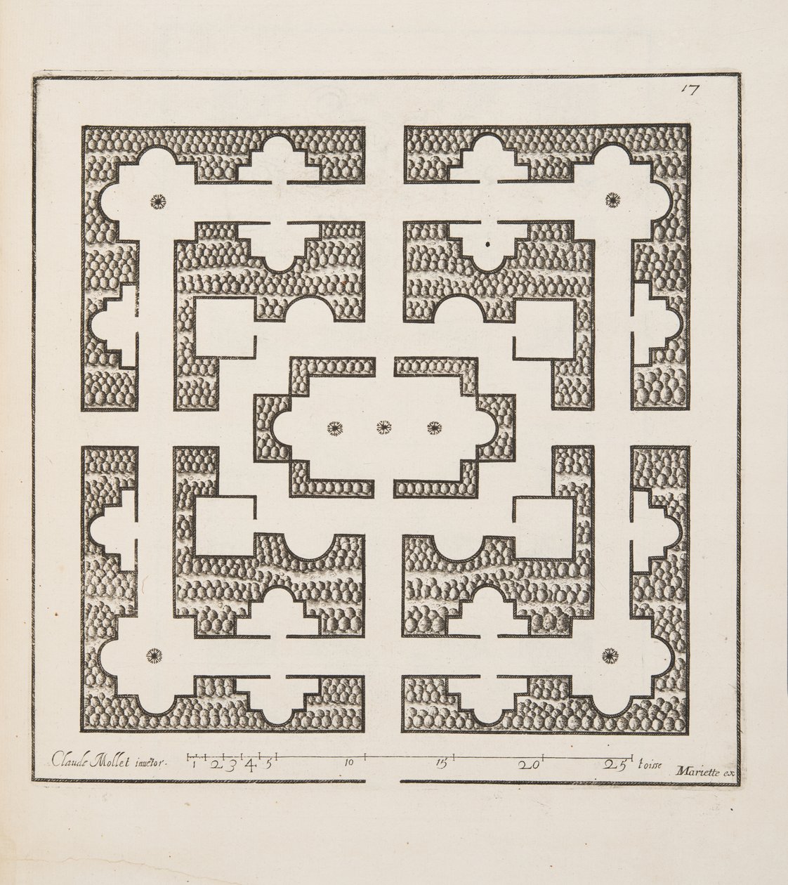 Design for Parterre, from Theater des Plans et Jardinages, pub. 1652 (rytina) od Claude Mollet