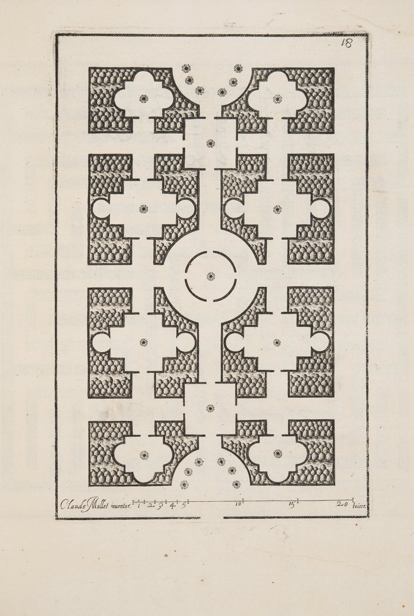 Design for Parterre, from Theater des Plans et Jardinages, pub. 1652 (rytina) od Claude Mollet