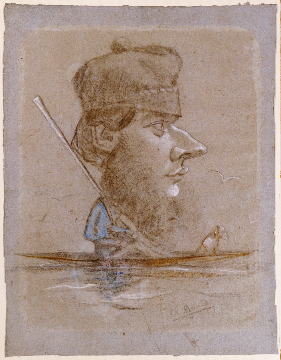 Lovec a jeho pes na lodi, c.1858-59 od Claude Monet