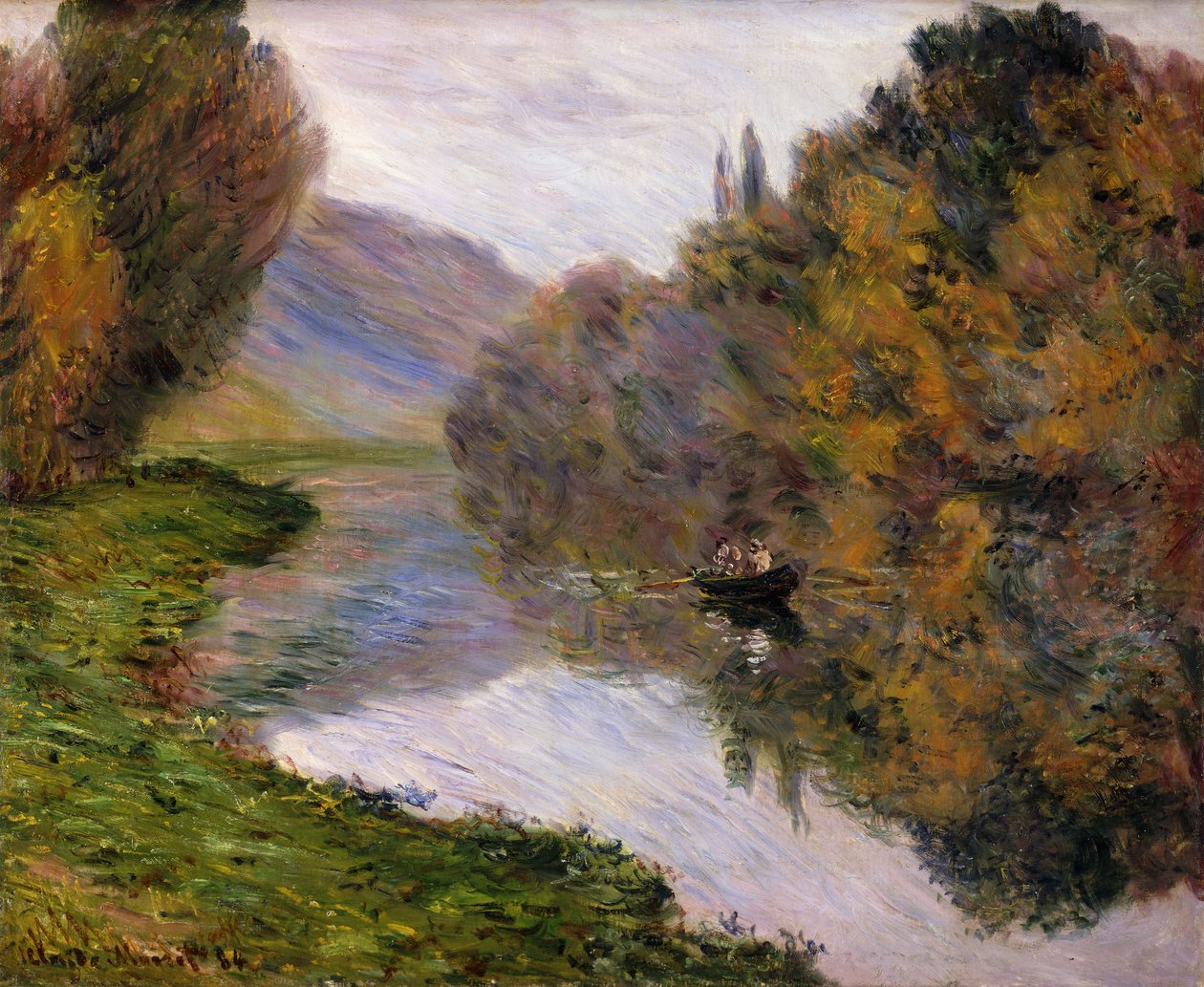 Loď na Seině poblíž Jeufosse, od Claude Monet