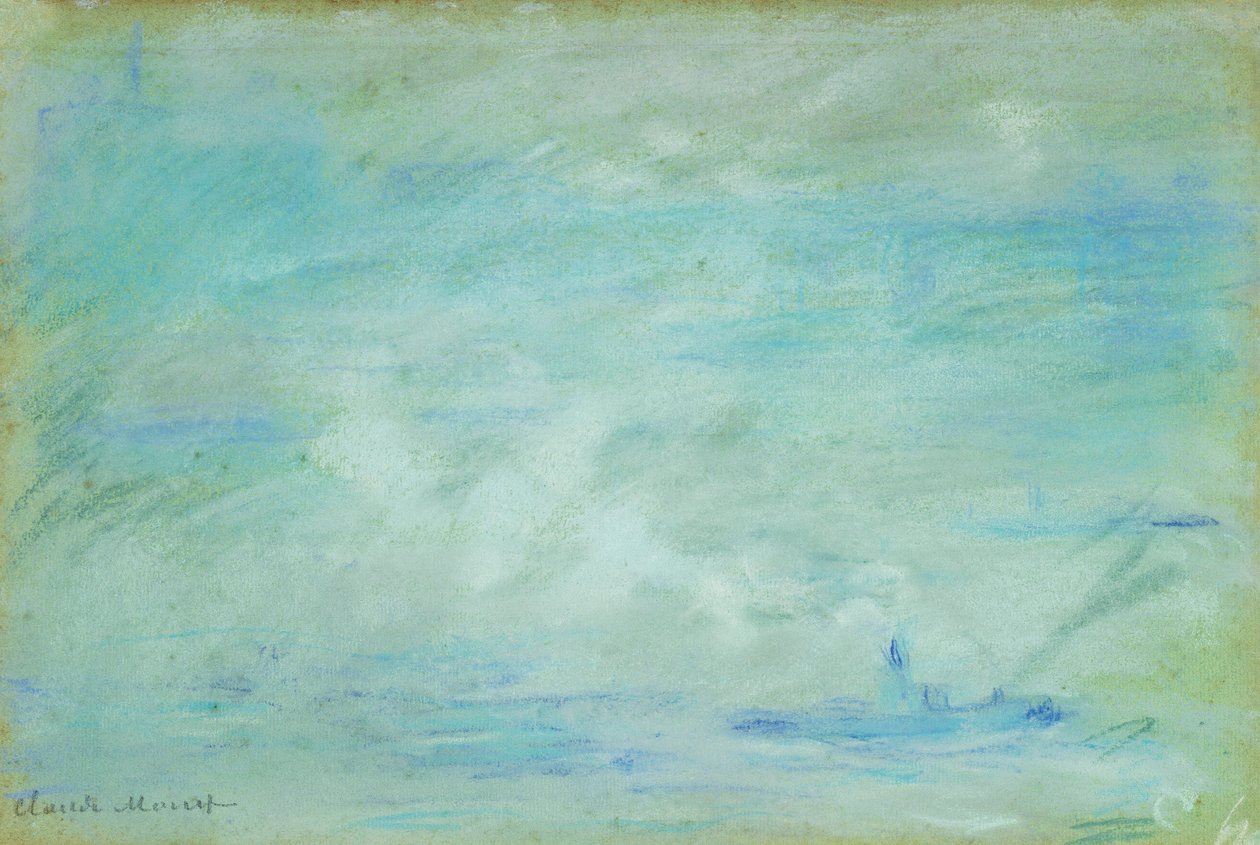 Loď na Temži, efekt oparu; Loď na Temži, efekt mlhy, 1901 od Claude Monet