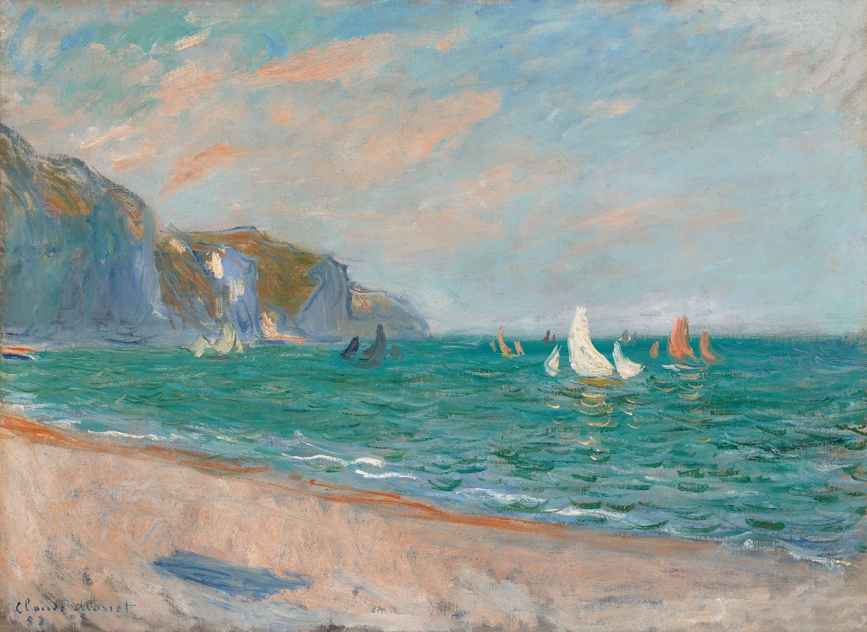 Lodě pod útesy Pourville; Lodě před útesy Pourville, 1882 od Claude Monet