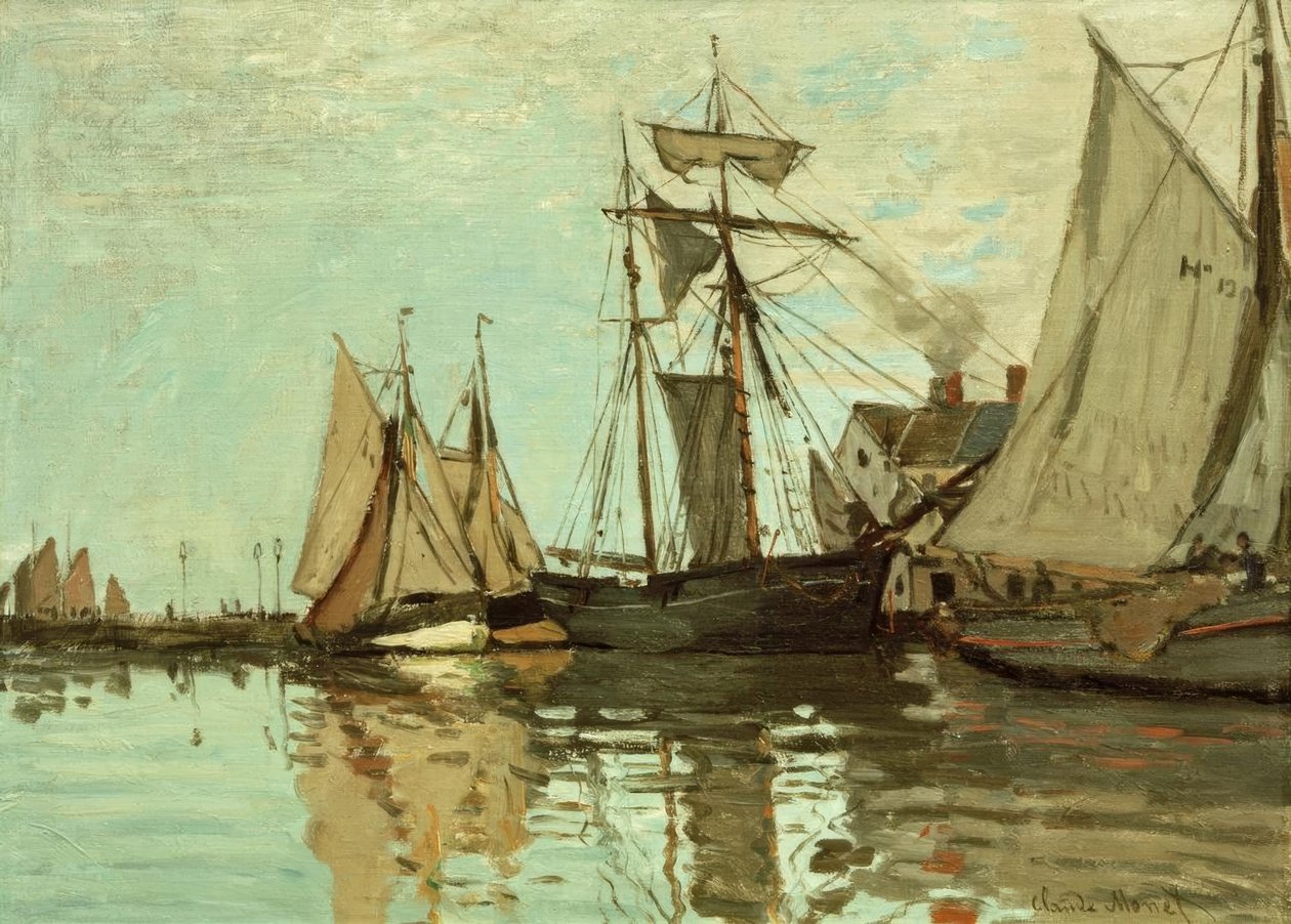 Lodě v přístavu Honfleur od Claude Monet