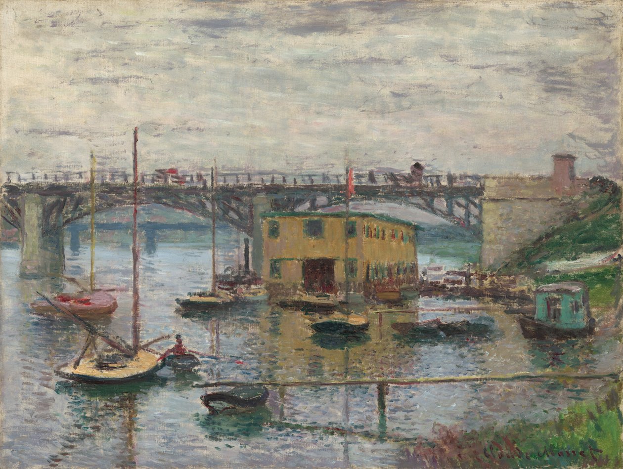 Most v Argenteuil v šedý den, c. 1876. od Claude Monet
