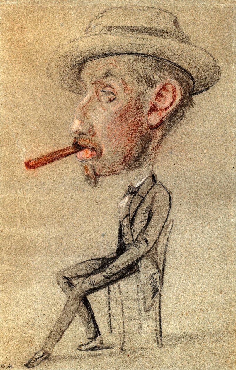 Karikatura muže s velkým doutníkem od Claude Monet