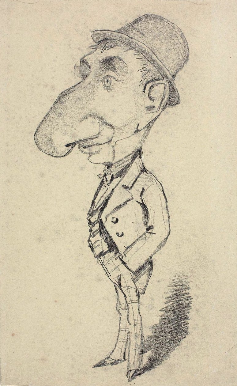 Karikatura muže s velkým nosem od Claude Monet