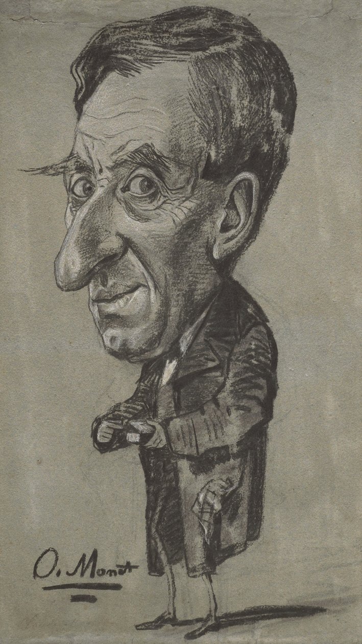 Karikatura muže s tabatěrkou, kolem roku 1858 od Claude Monet