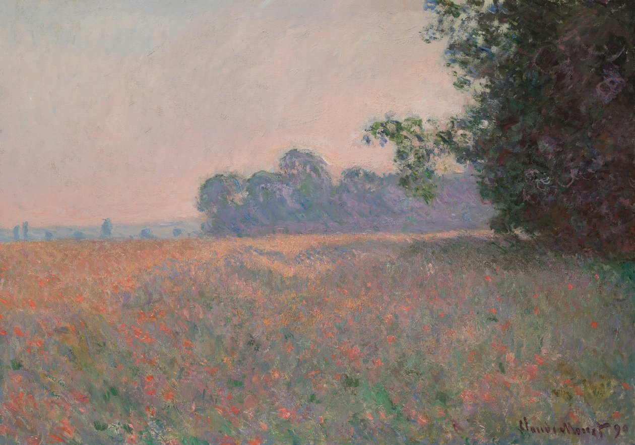 Pole ovsa a máku od Claude Monet
