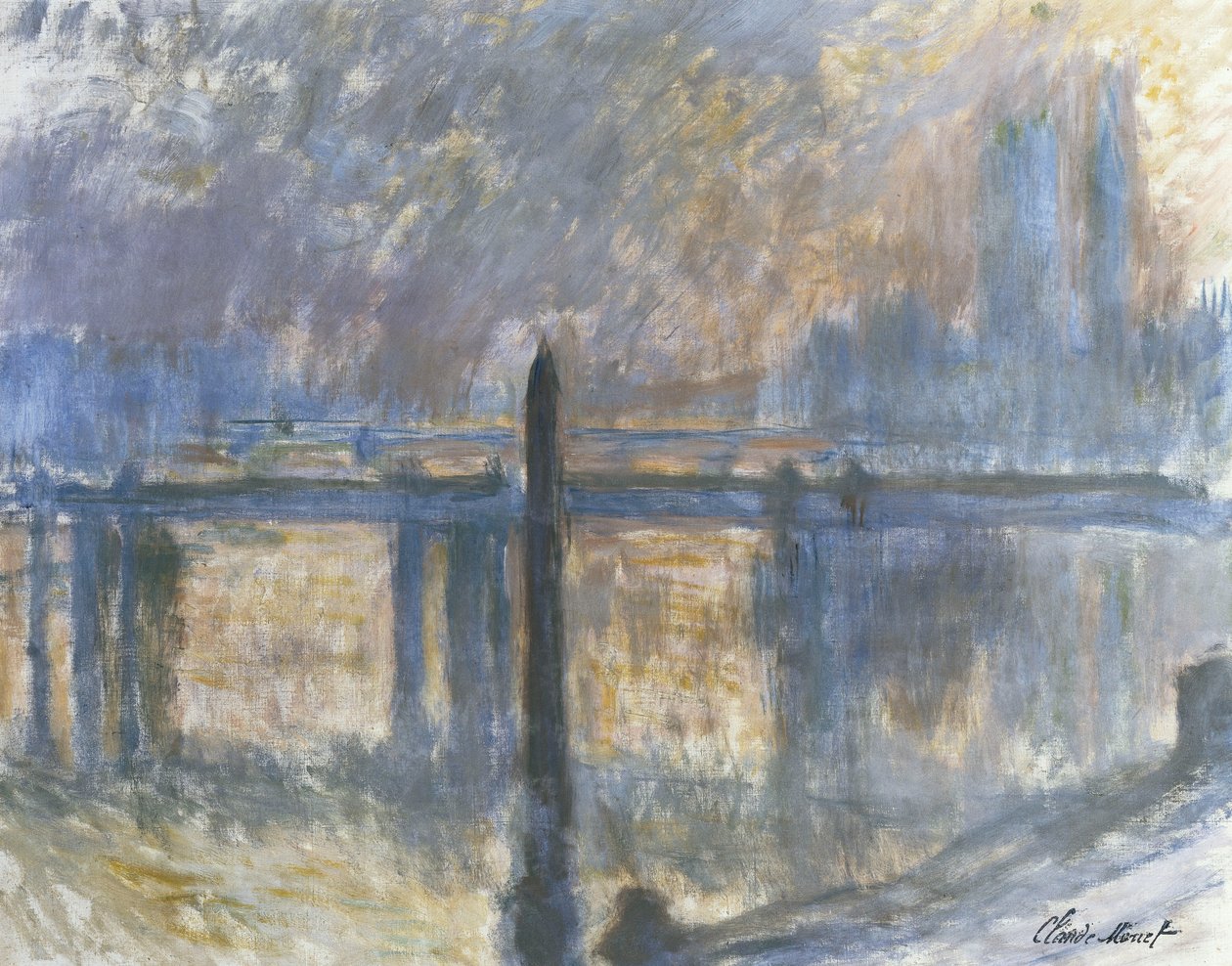 Kleopatřina jehla a most Charing Cross; Most Aiguille de Cleopatre et Charing Cross, 1899-1901 od Claude Monet