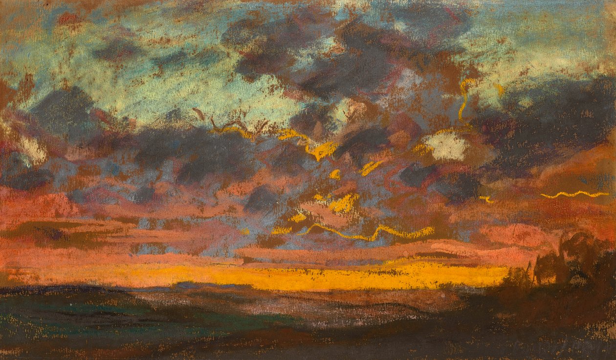 Západ slunce, c. 1868 (pastel na papíře) od Claude Monet