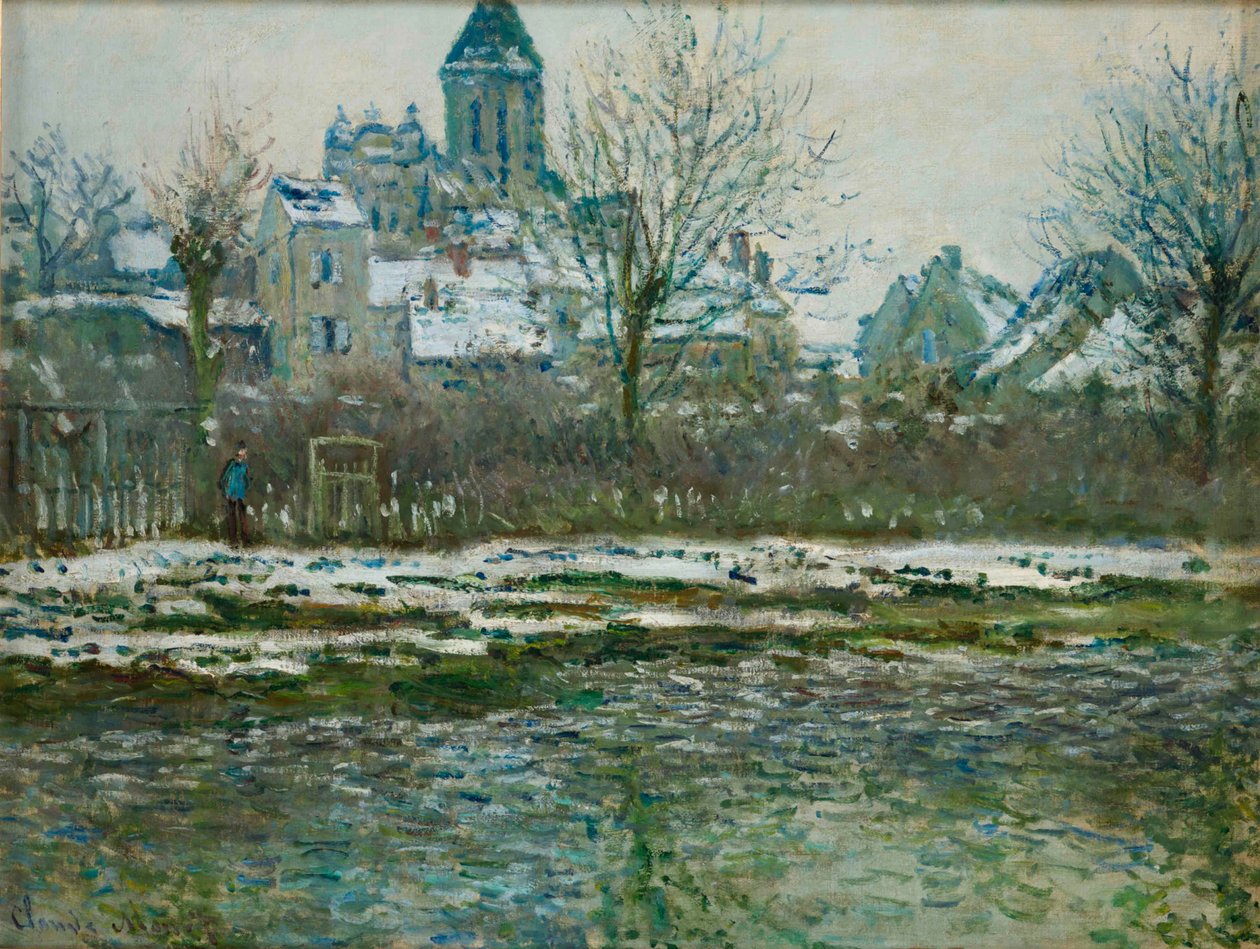 Vliv sněhu na Vétheuil nebo Church of Vétheuil, 1878-1879. od Claude Monet