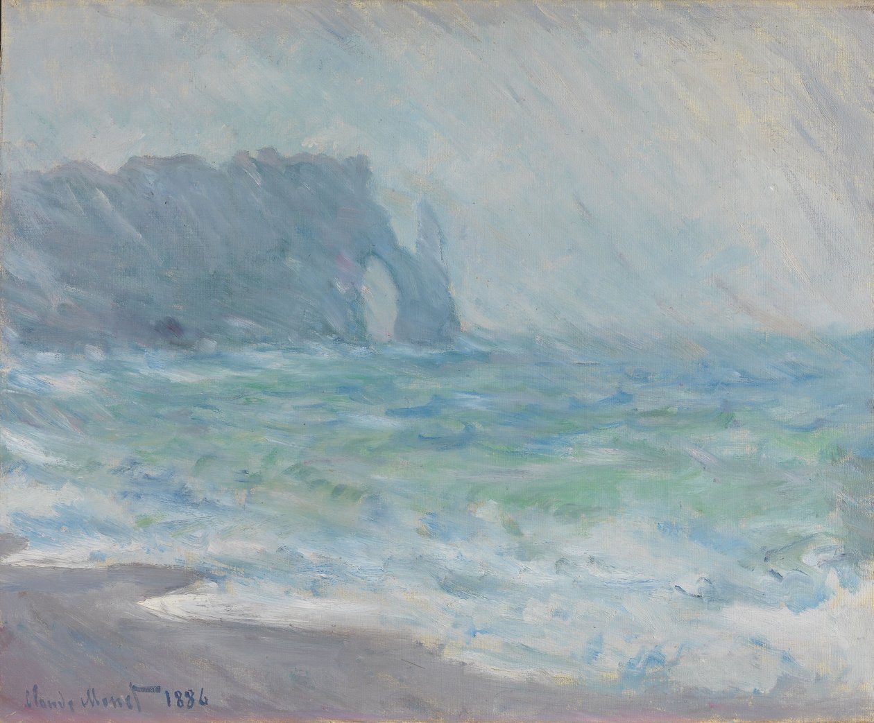Étretat v dešti od Claude Monet