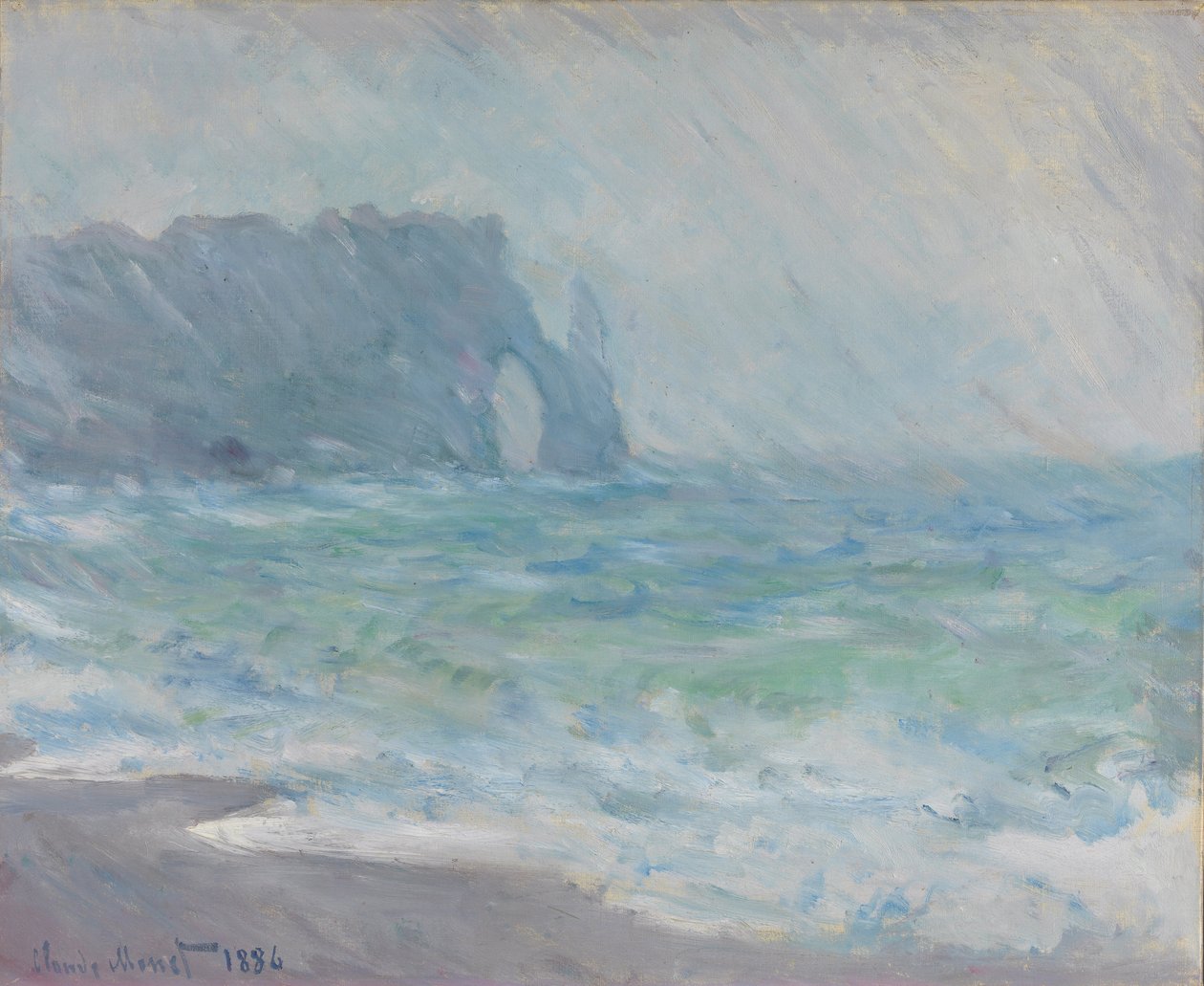 Etretat v dešti od Claude Monet