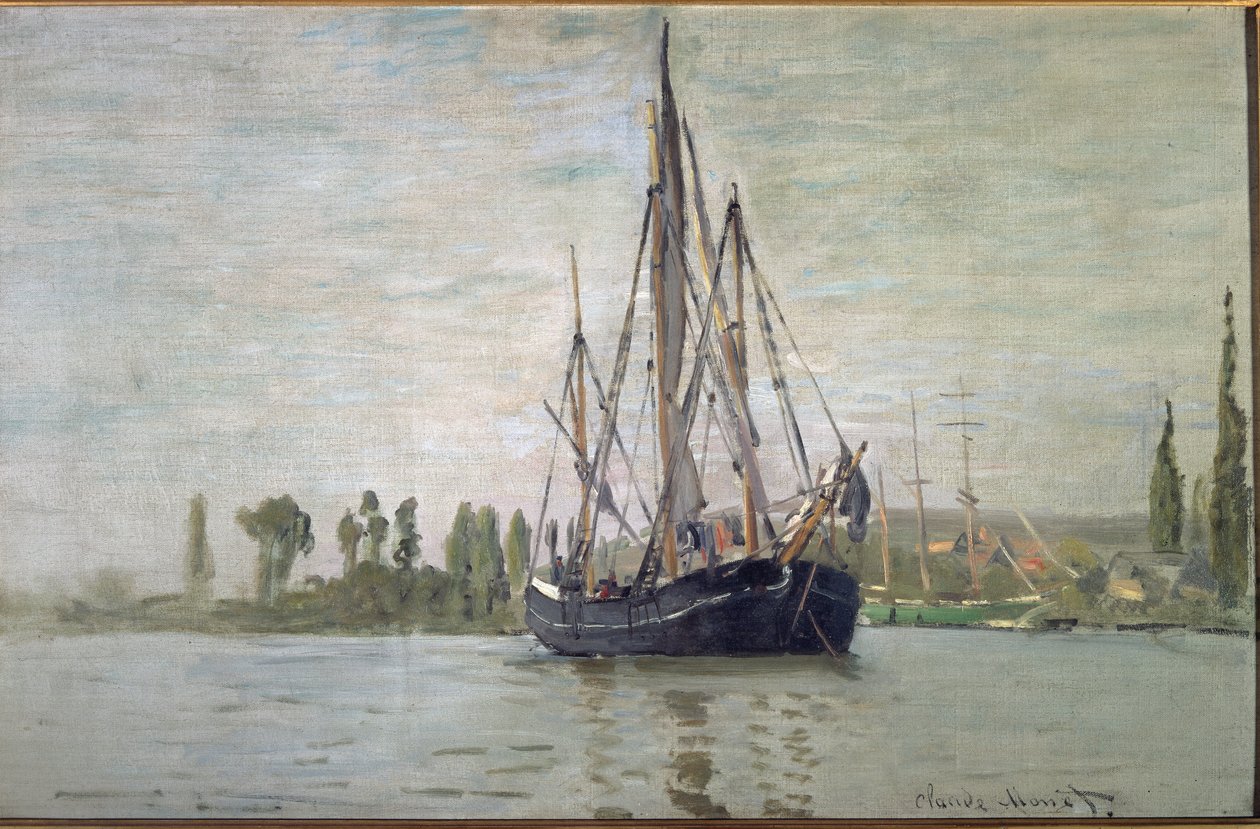 Francouzská chase-maree na kotvě (u Rouenu) - olej na plátně od Claude Monet