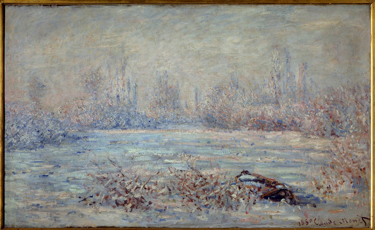 Frost u Vetheuil v roce 1880 Obraz Clauda Moneta (1840-1926) 1880 Rozm. 0,61 x 1 m. Paříž, Musee d