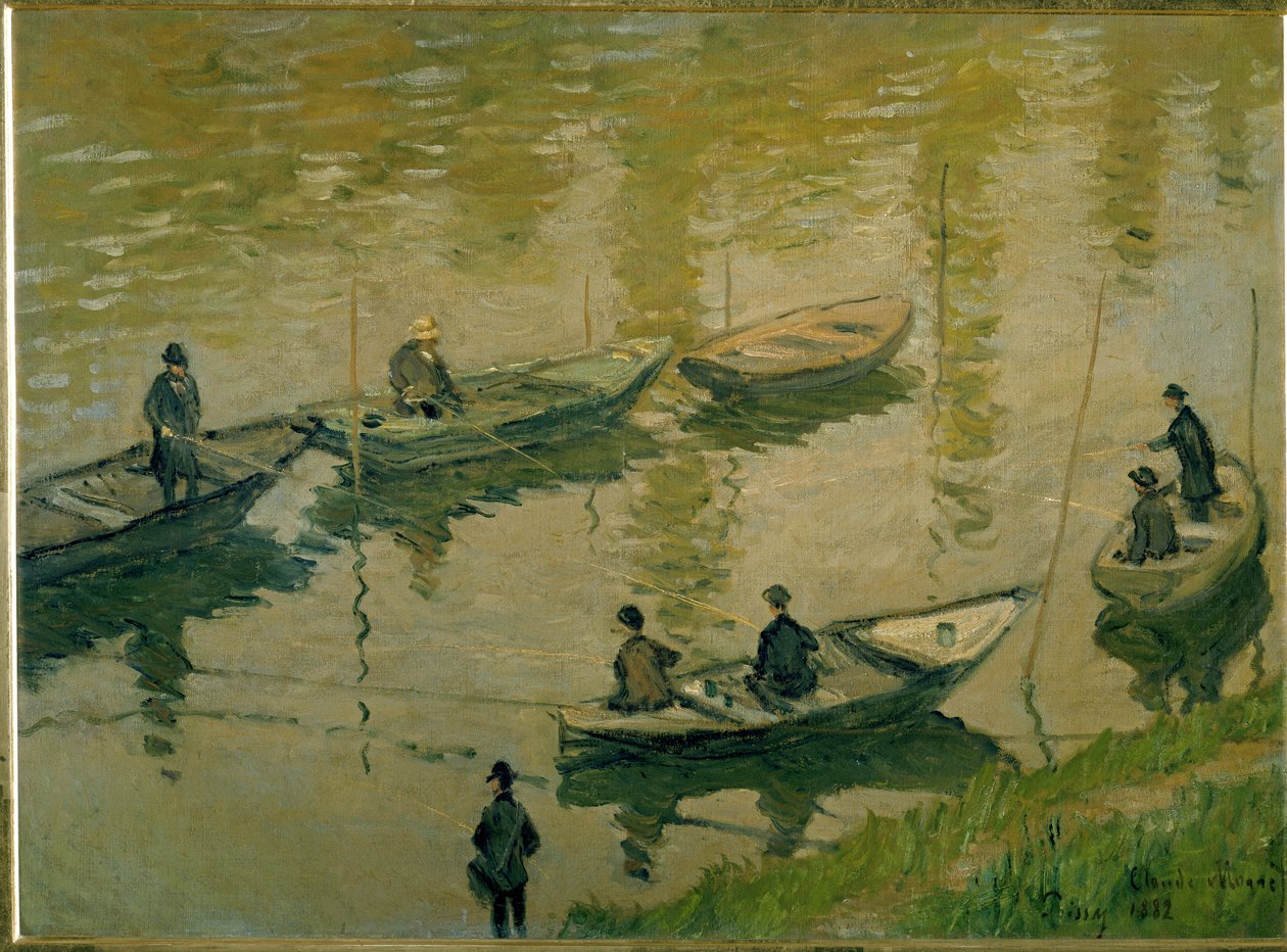 Skupina rybářů na Seině poblíž Poissy od Claude Monet