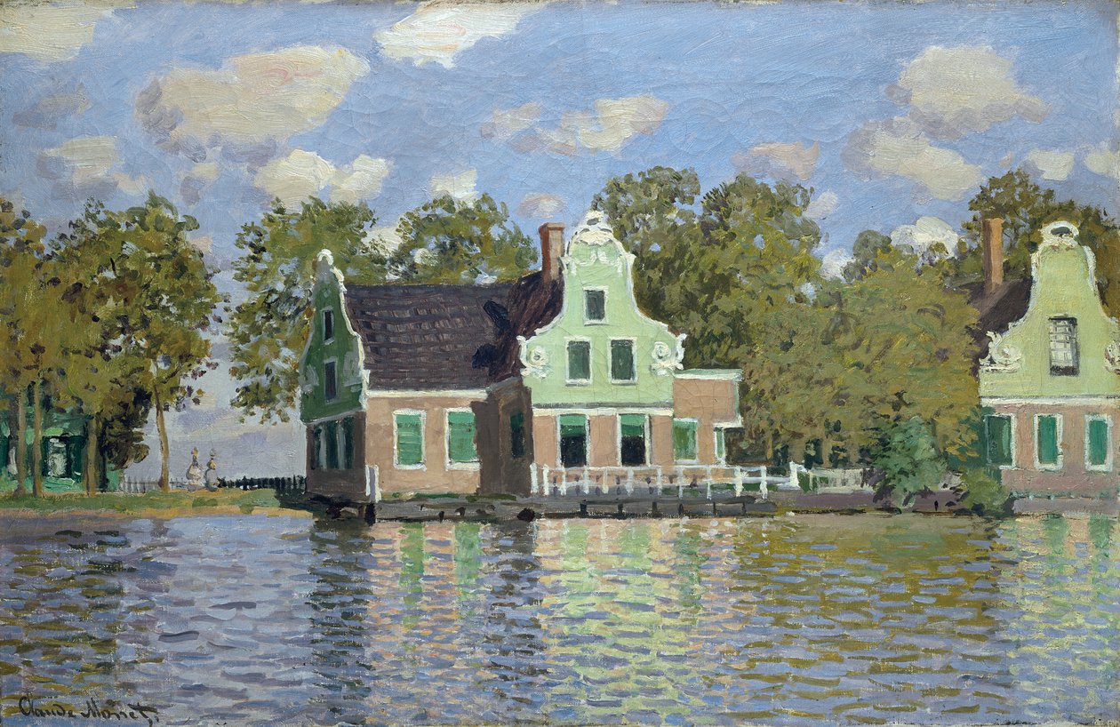 Domy na břehu řeky Zaan od Claude Monet