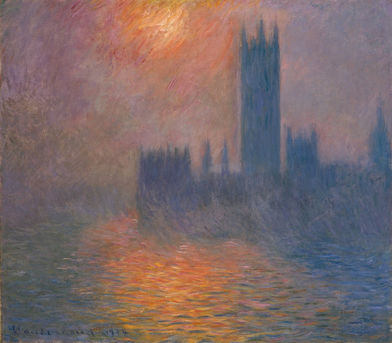 Sněmovny parlamentu. Západ slunce, 1900-1901. od Claude Monet