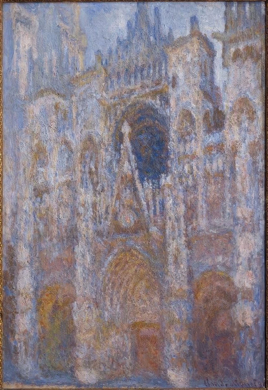 Rouenská katedrála. Brána, ranní slunce. harmoni od Claude Monet
