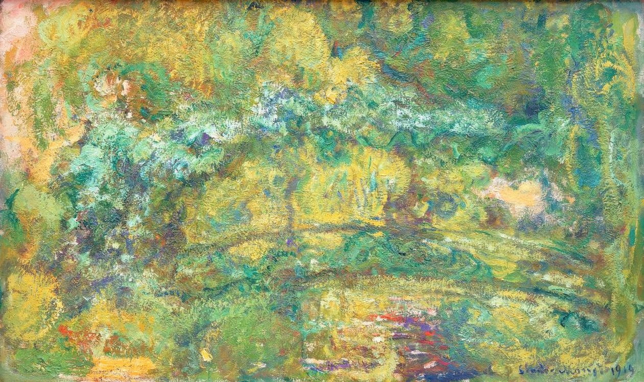 Lávka přes jezírko s lekníny od Claude Monet