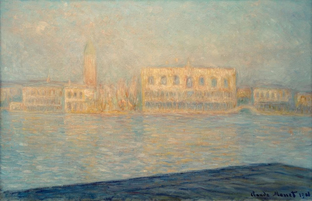 Dóžecí palác při pohledu z Saint-Georges Majeur od Claude Monet