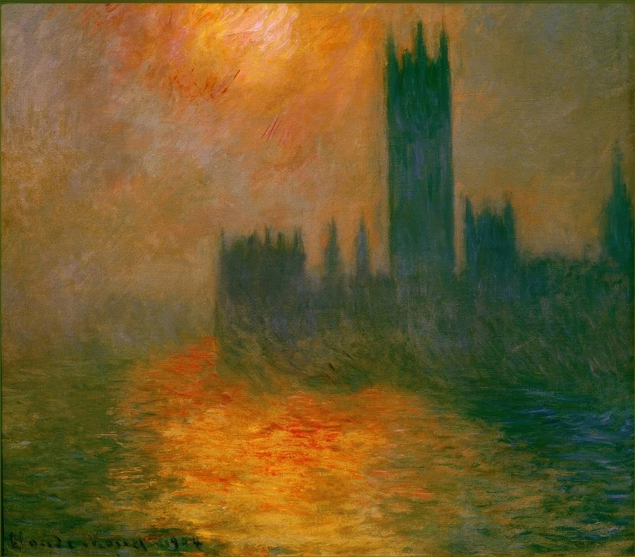 Parlament, Západ slunce (Das Parlament, Sonnenunter od Claude Monet