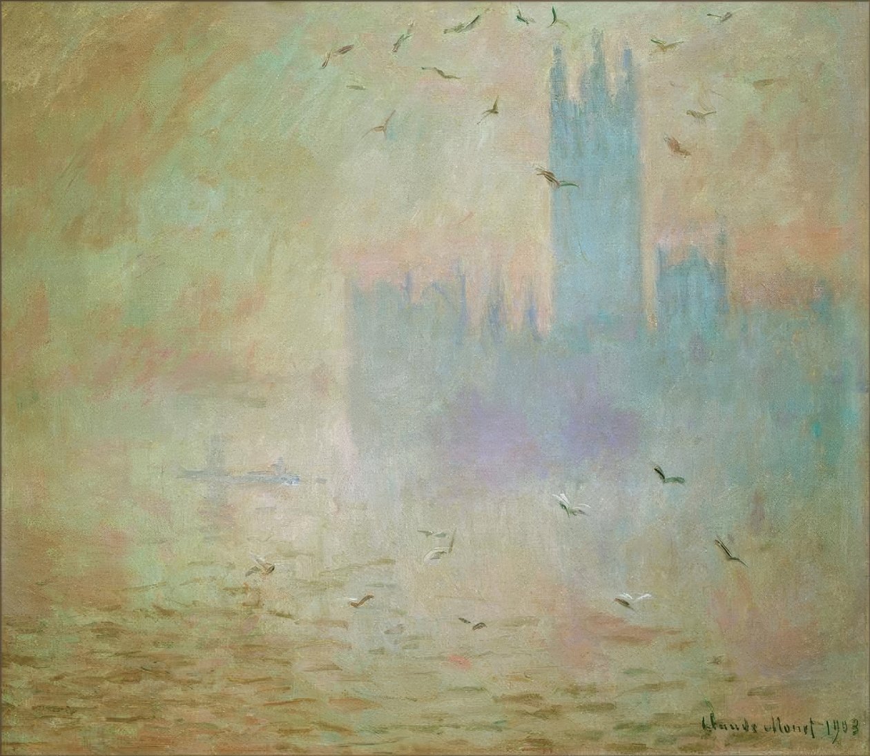 Le Parlement, Les Mouettes (Parlament, Racek) od Claude Monet