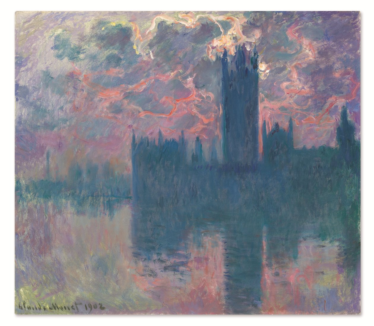 Le Parlement, soleil couchant (Parlament při západu slunce) od Claude Monet