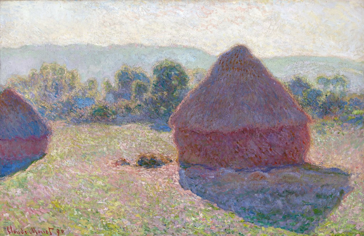 Les meules a midi (Haystacks, poledne) - Malba Clauda Moneta (1840-1926), olej na plátně, 65,6 x 100,6 cm od Claude Monet