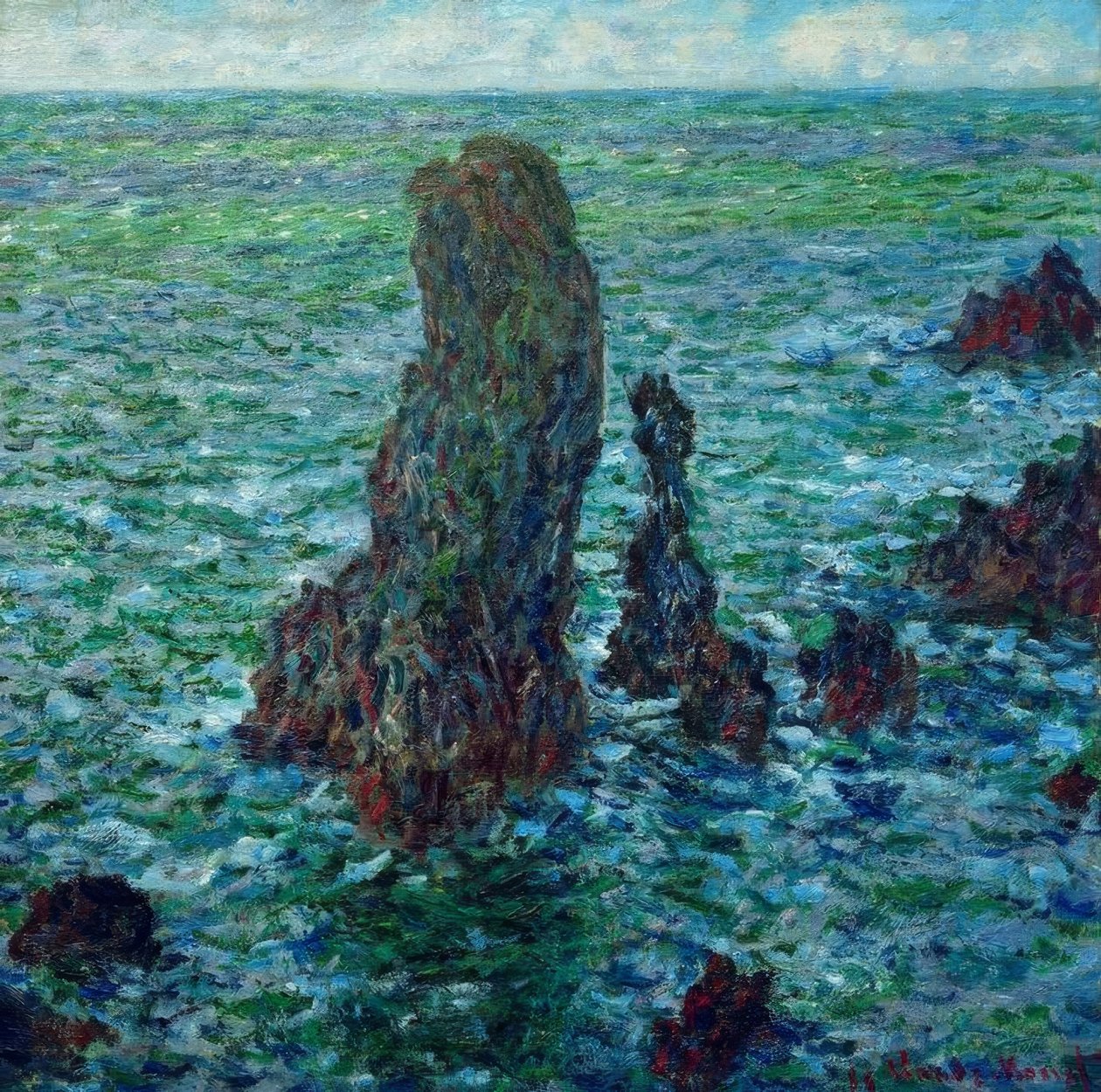 Les pyramides de Port-Coton (Skalní pyramidy Port-C od Claude Monet