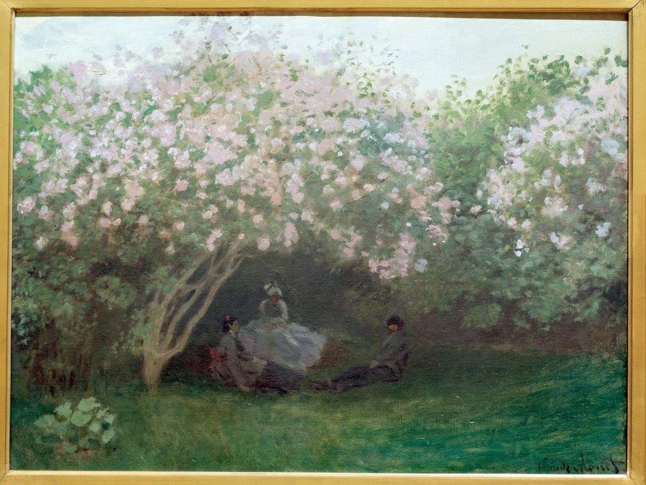 Šeřík, šedé počasí (aneb Zbytek pod šeříkem)- olej na plátně od Claude Monet