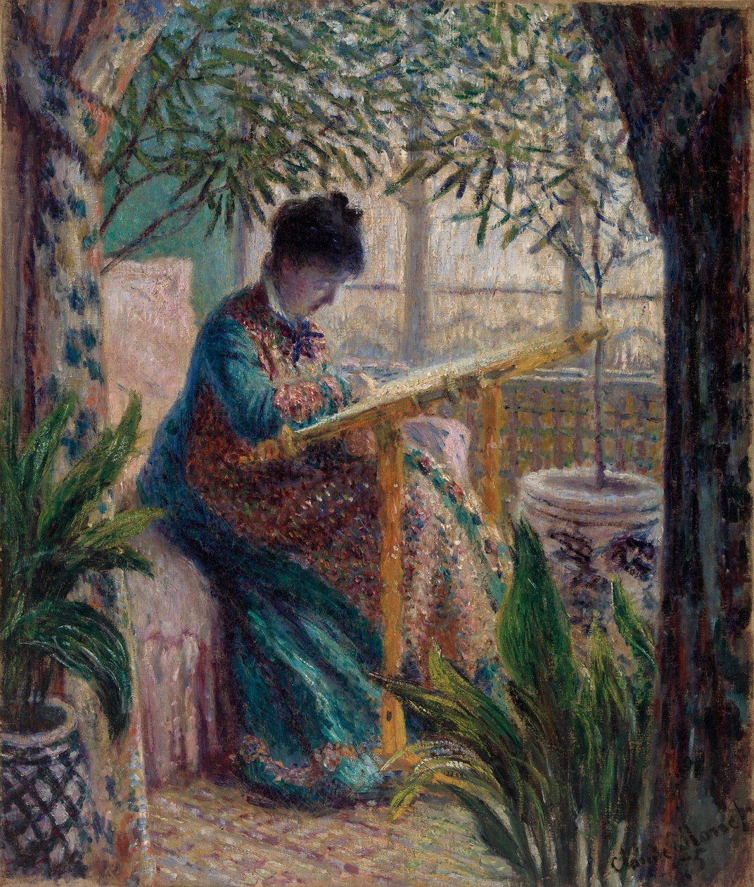 Vyšívání Madame Monet (Camille u řemesla) od Claude Monet