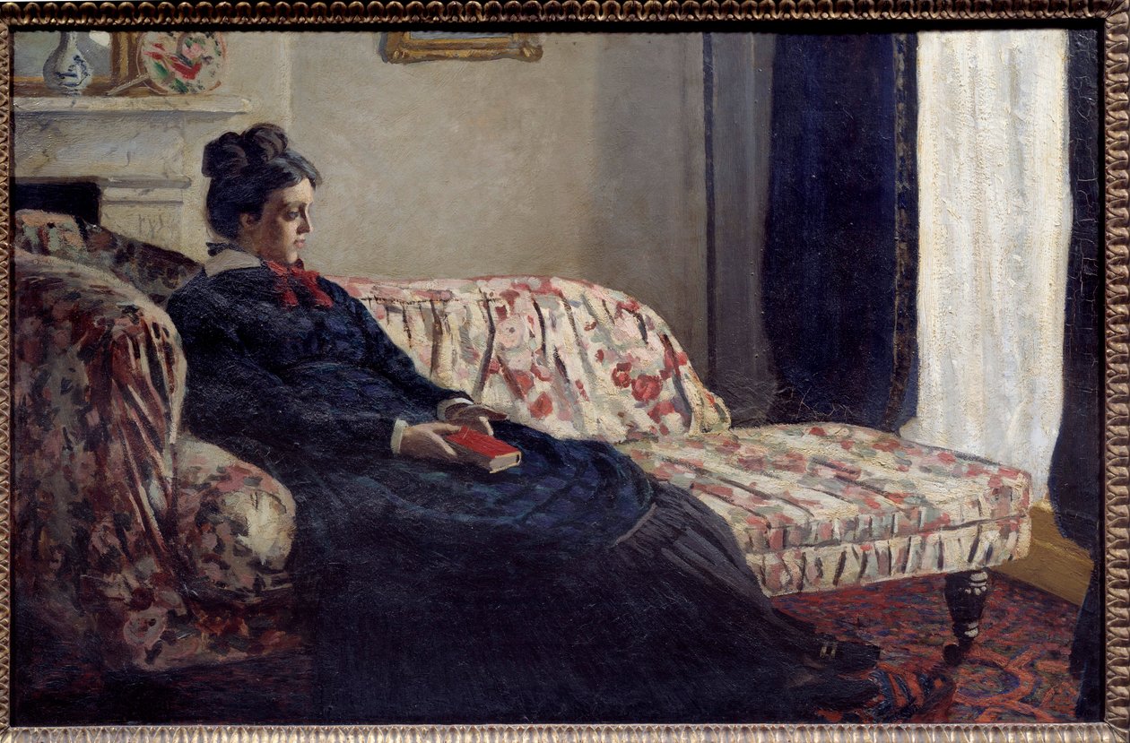 Meditace aneb Madame Monet u canape Obraz Clauda Moneta (1840-1926) 1871 Ne. 0,48x0,75 m Paříž, musee d