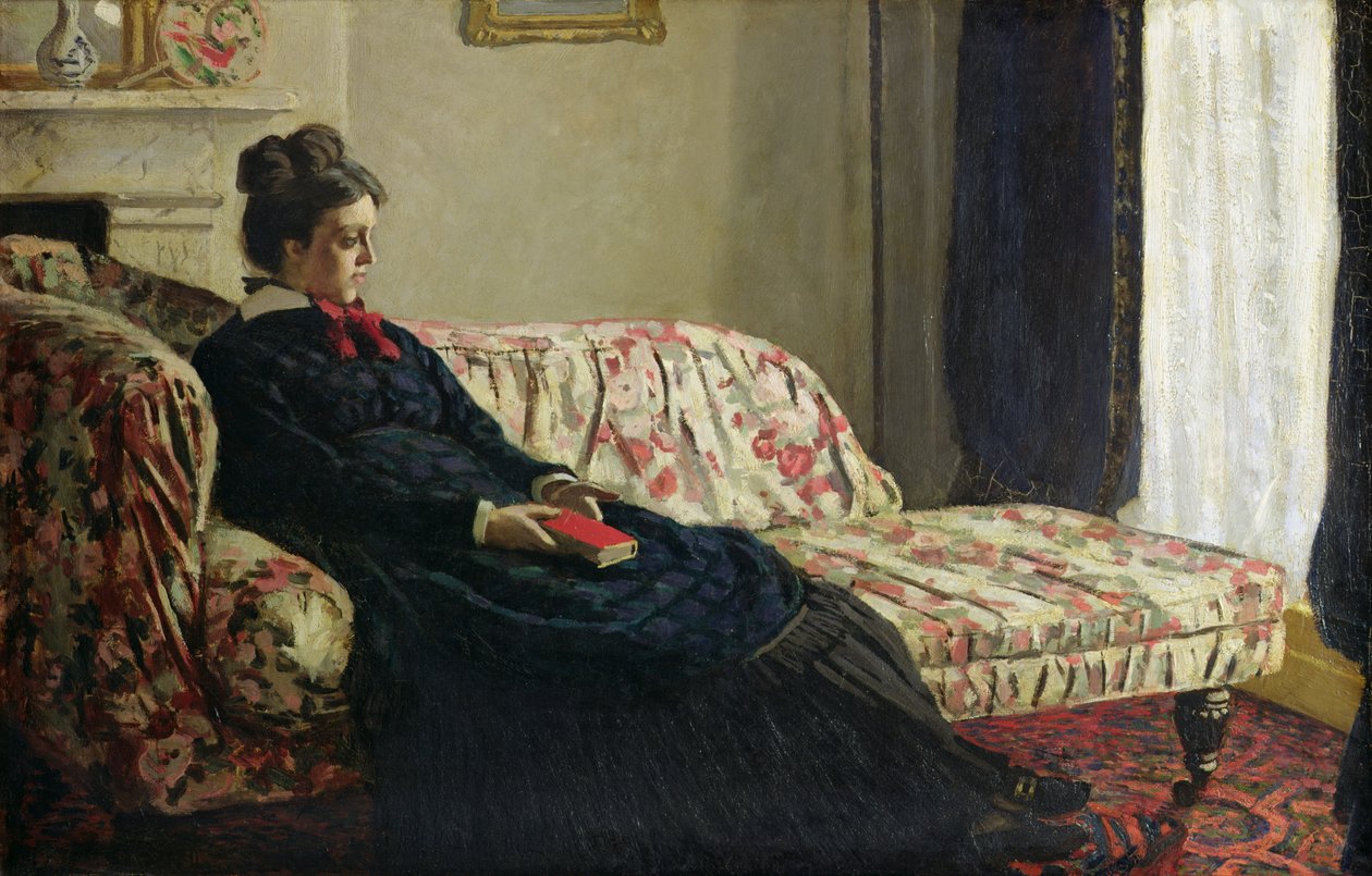 Meditace aneb Madame Monet na pohovce, kolem roku 1871 (olej na plátně) od Claude Monet