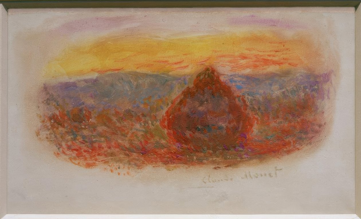 Brusný kámen, zapadající slunce od Claude Monet