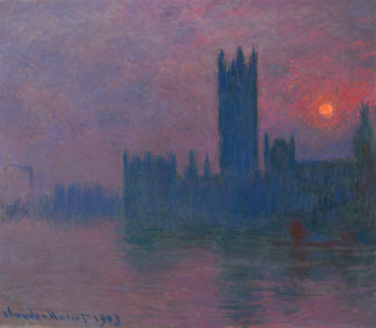 Parlament, zapadající slunce, cca 1900-03 (olej na plátně) od Claude Monet