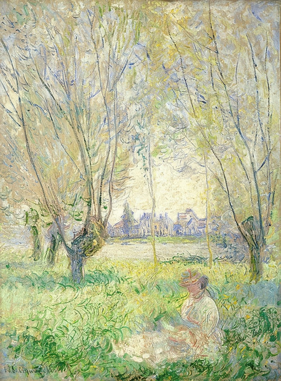 Sedící žena mezi vrbami. 1880 od Claude Monet