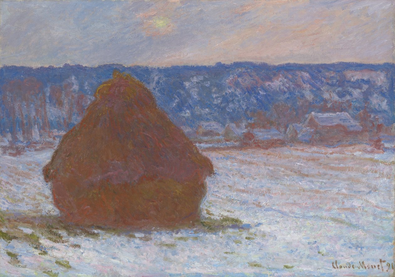 Stoh pšenice (efekt sněhu, zatažený den) od Claude Monet