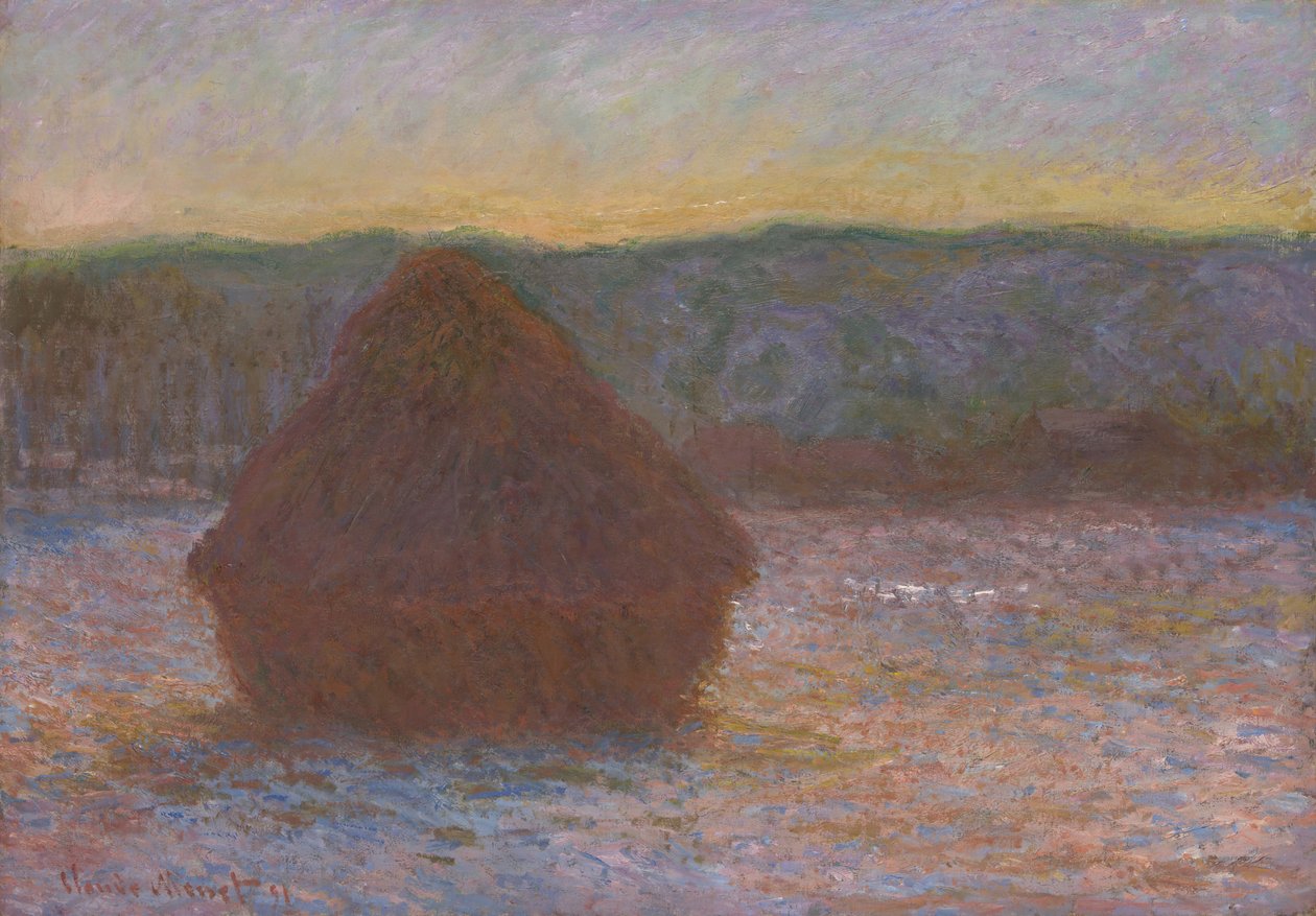 Stack of Wheat Thaw, Západ slunce, 189091. od Claude Monet