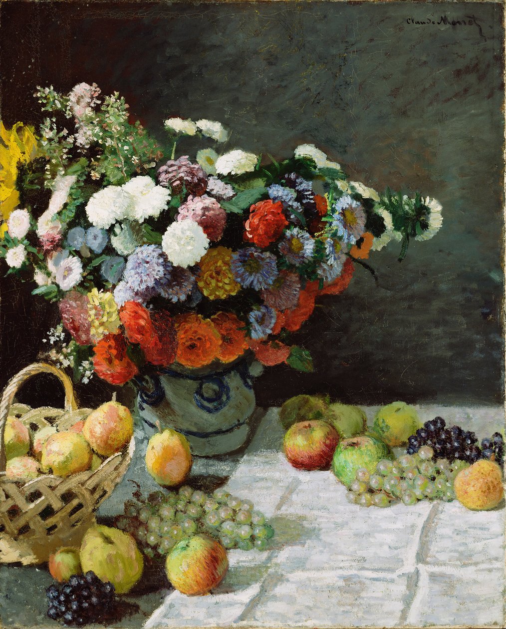 Zátiší s květinami a ovocem, 1869 od Claude Monet
