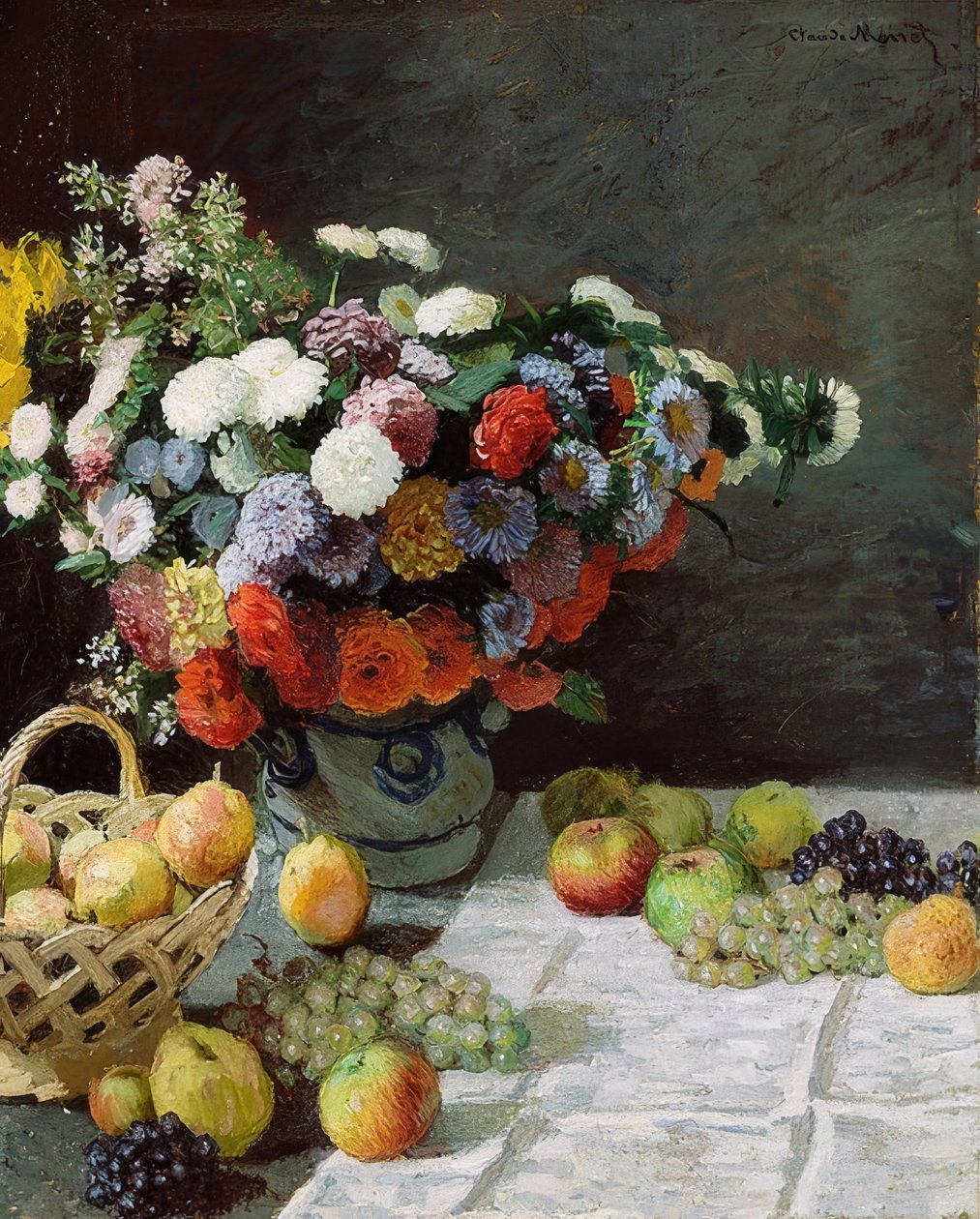 Zátiší s květinami a ovocem. 1869 od Claude Monet