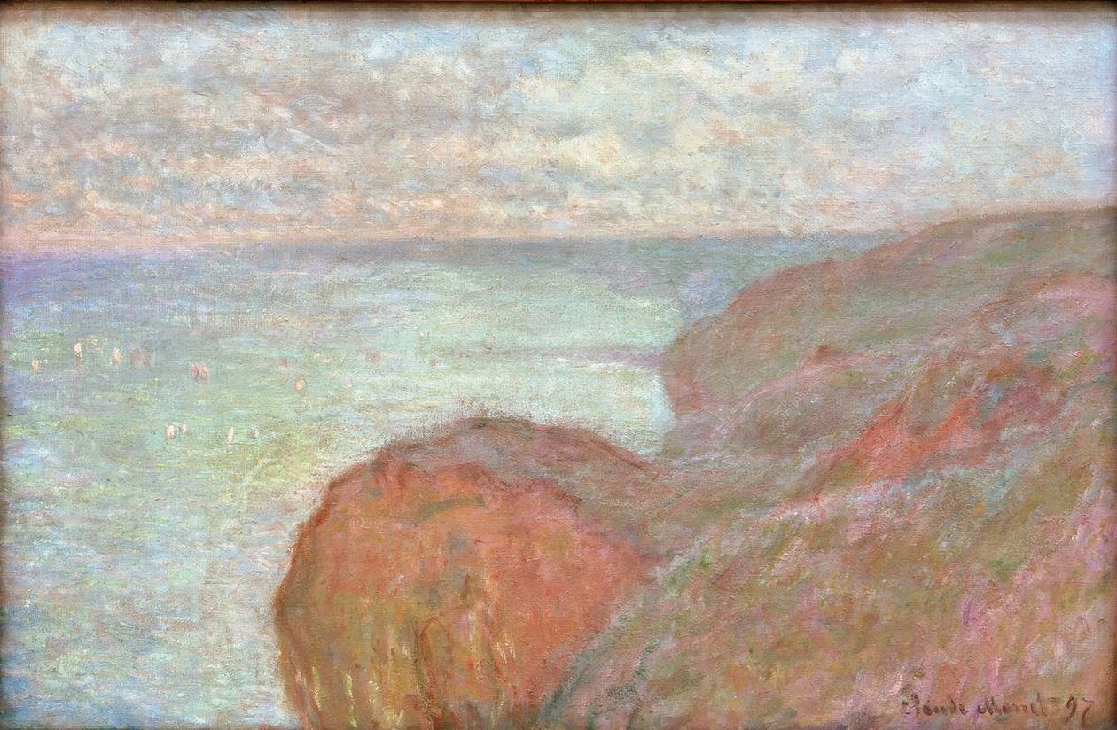 Na Falaise poblíž Dieppe, zatažená obloha od Claude Monet