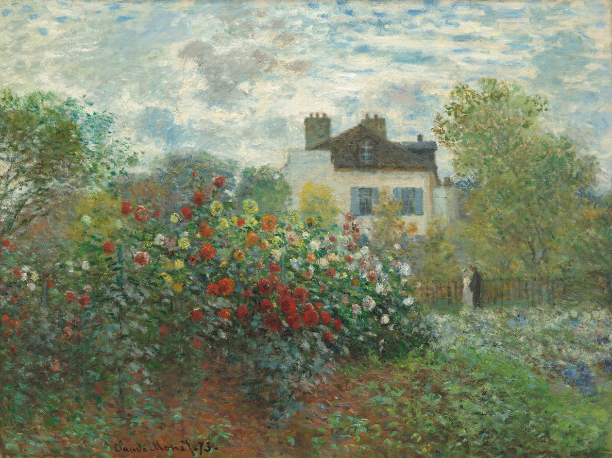 Umělcova zahrada v Argenteuil (Kouh zahrady s jiřinami) od Claude Monet