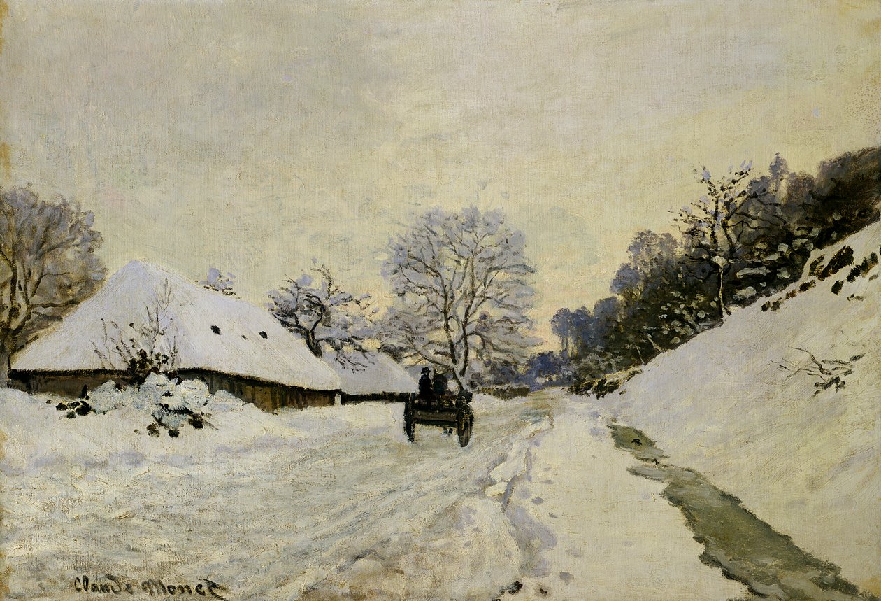 Vozík nebo cesta pod sněhem v Honfleuru, 1865 od Claude Monet