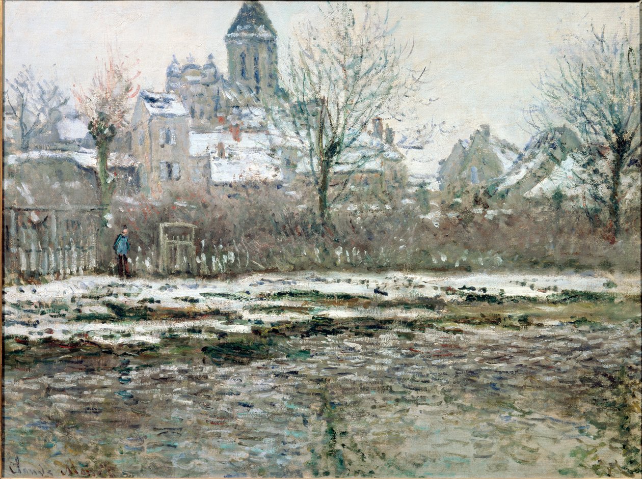 Kostel ve Vetheuil pod sněhem od Claude Monet