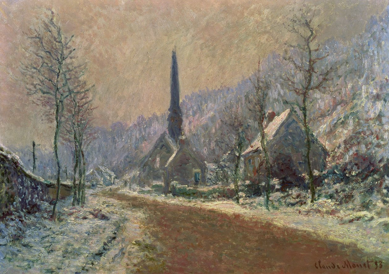 Kostel Jeufosse v zimě od Claude Monet