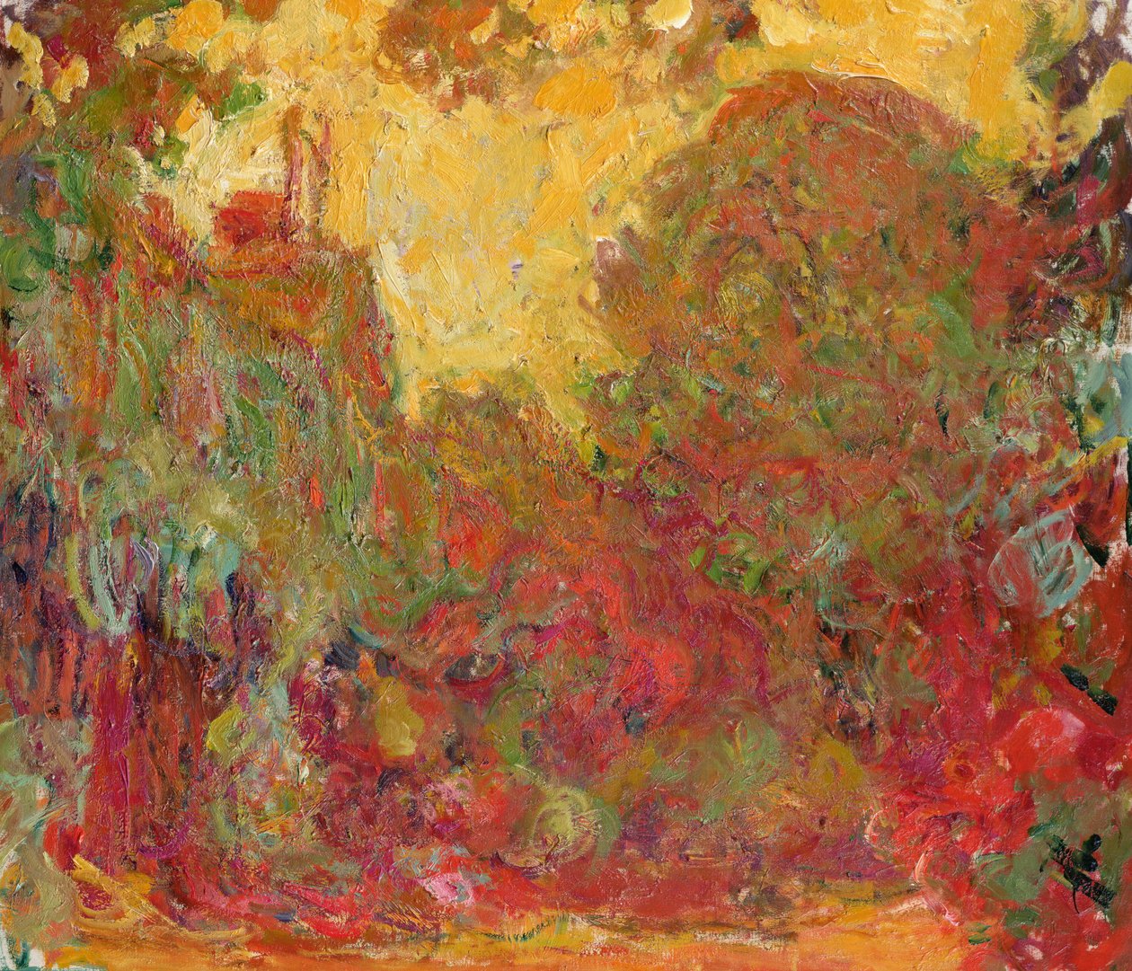 Dům pohled z růžové zahrady, 1922-24 od Claude Monet
