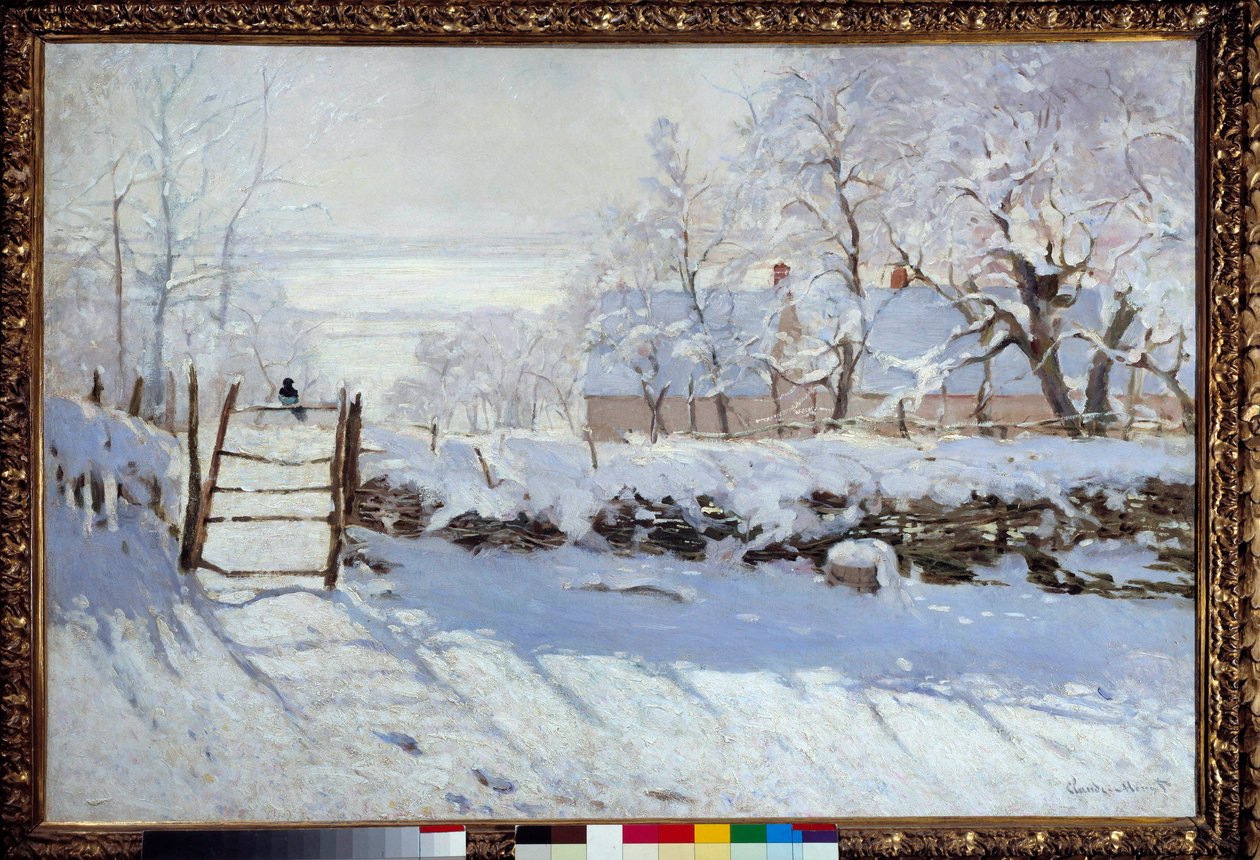 Straka (zasněžená krajina, Etretat) od Claude Monet